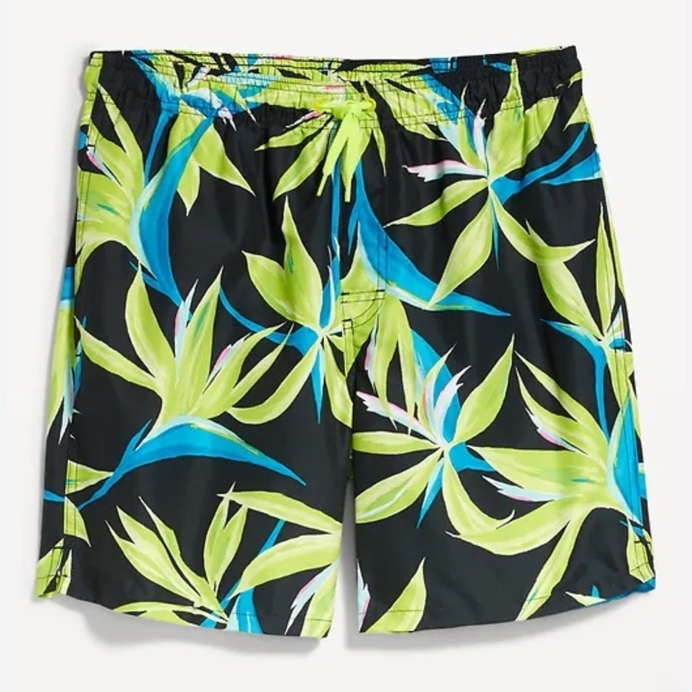 NWT Jungle Leaf Printed Swimming Trunks 7.5” Size XL Men’s